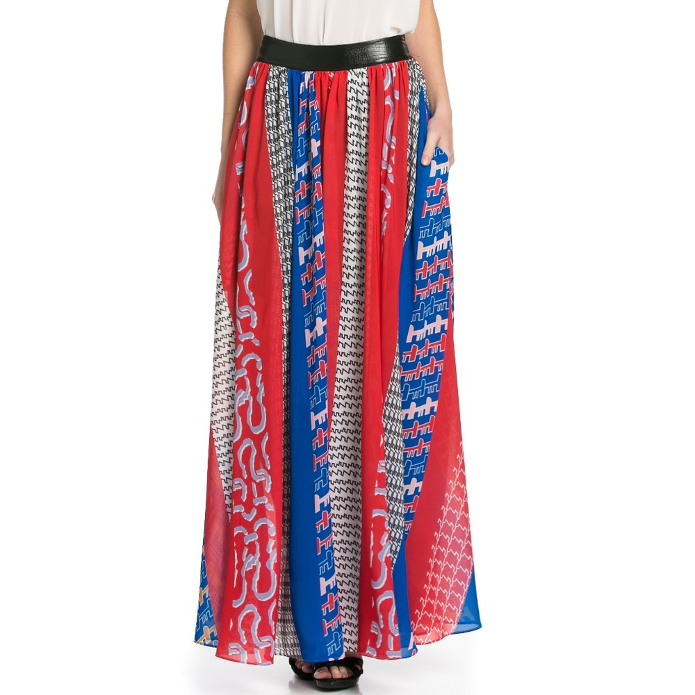 NEW TOV HOLY Red Roman Flowing Maxi Skirt S M L
